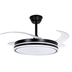 Ventilador de techo Marty negro LED integrado 72w 3CCT acabado negro estilo moderno motor DC aspas plegables 106cm Ø