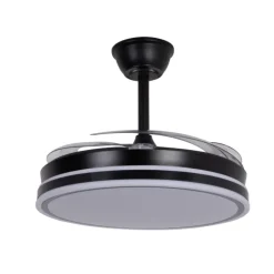 Ventilador de techo Marty negro LED integrado 72w 3CCT acabado negro estilo moderno motor DC aspas plegables 106cm Ø