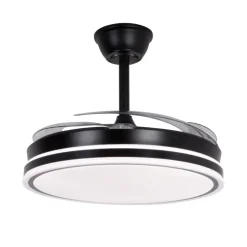 Ventilador de techo Marty negro LED integrado 72w 3CCT acabado negro estilo moderno motor DC aspas plegables 106cm Ø