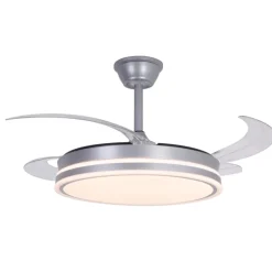 Ventilador de techo Marty plata LED integrado 72w 3CCT acabado plata estilo moderno motor DC aspas plegables 106cm Ø