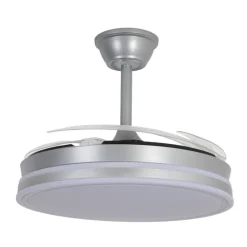 Ventilador de techo Marty plata LED integrado 72w 3CCT acabado plata estilo moderno motor DC aspas plegables 106cm Ø