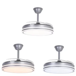 Ventilador de techo Marty plata LED integrado 72w 3CCT acabado plata estilo moderno motor DC aspas plegables 106cm Ø