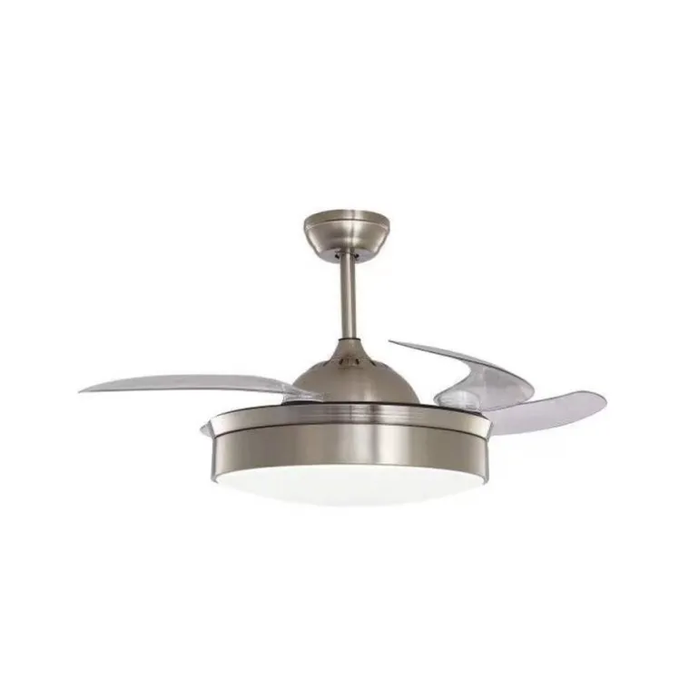 Ventilador de techo Mini Sultán níquel LED 36w 3CCT acabado níquel estilo moderno aspas plegables motor DC 91cm Ø