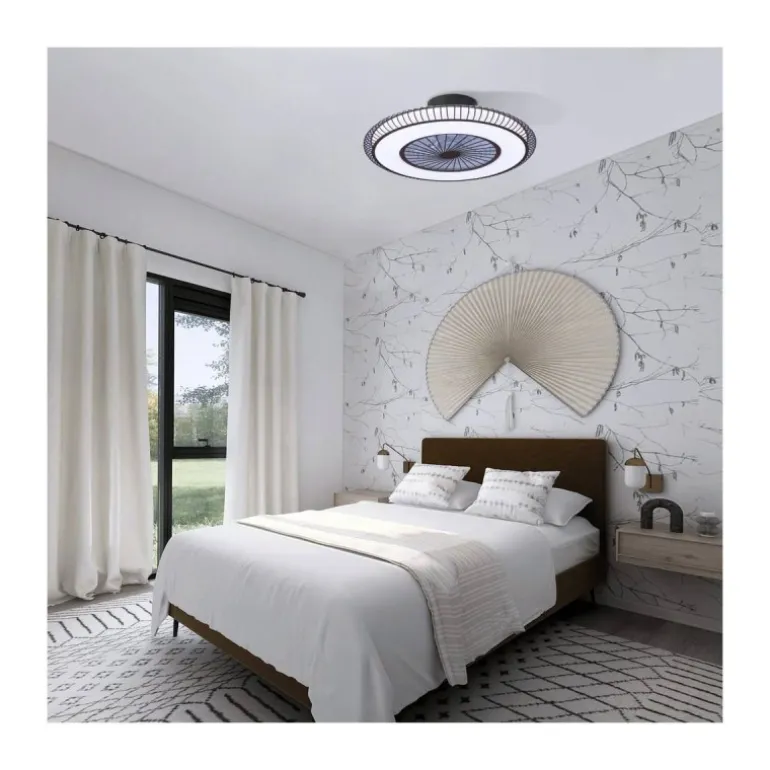 Ventilador de techo Mirabel marrón LED 40w 3CCT acabado marrón estilo moderno motor DC 56cm Ø