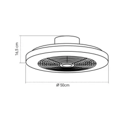 Ventilador de techo Moli LED 32w 3CCT acabado blanco estilo moderno plafón ventilador motor DC 50cm Ø