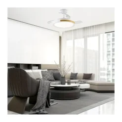 Ventilador de techo Movic blanco/madera LED 72w 3CCT acabado blanco estilo moderno aspas plegables motor DC 106cm Ø
