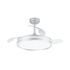 Ventilador de techo Neptuno plata LED integrado 72w 3CCT acabado plata estilo moderno aspas plegables motor DC 106cm Ø