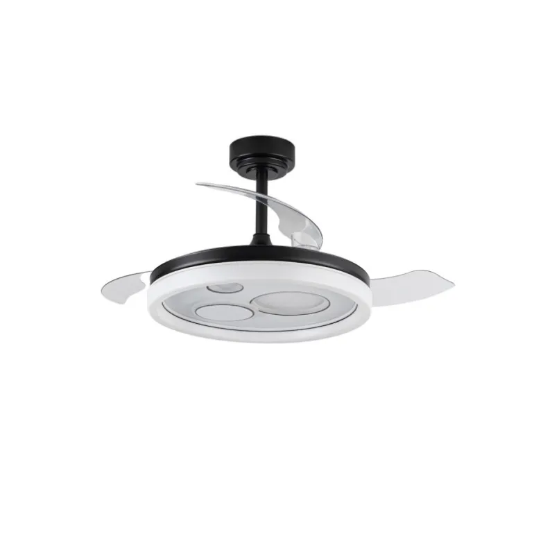 Ventilador de techo Niara negro LED 55w 3CCT acabado negro estilo moderno aspas plegables motor DC 106cm Ø
