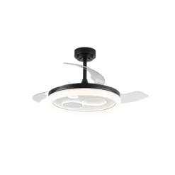 Ventilador de techo Niara negro LED 55w 3CCT acabado negro estilo moderno aspas plegables motor DC 106cm Ø