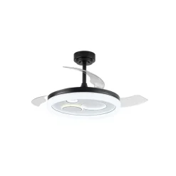 Ventilador de techo Niara negro LED 55w 3CCT acabado negro estilo moderno aspas plegables motor DC 106cm Ø