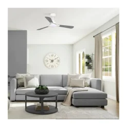 Ventilador de techo Noe LED 18w 3CCT acabado blanco aspas blanco/gris estilo moderno motor DC 106cm Ø
