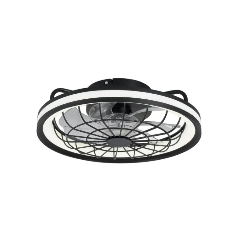 Ventilador de techo Rafale negro LED 50w 3CCT acabado negro estilo industrial plafón con ventilador motor DC 40cm Ø
