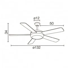 Ventilador de techo Randy 2xE27 acabado blanco estilo moderno aspas madera/blanco motor AC 132cm Ø