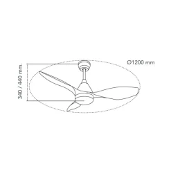 Ventilador de techo Stel blanco/claro LED 20W 3CCT acabado blanco aspas efecto madera estilo moderno motor DC 120cm Ø
