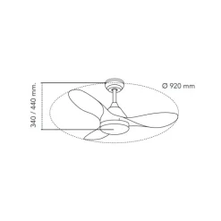 Ventilador de techo Stel Mini negro LED 20w 3CCT acabado negro estilo moderno motor DC 92cm Ø