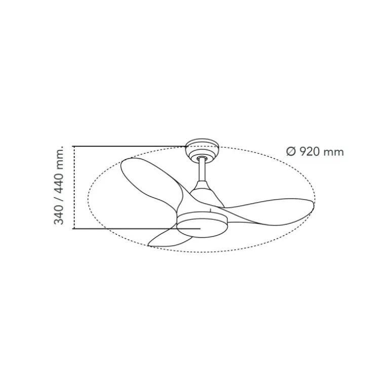 Ventilador de techo Stel Mini negro LED 20w 3CCT acabado negro estilo moderno motor DC 92cm Ø