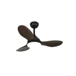 Ventilador de techo Stel Mini negro/oscuro LED 20w 3CCT acabado negro aspas efecto madera estilo moderno motor DC 92cm Ø