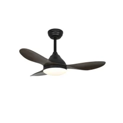 Ventilador de techo Stel Mini negro/oscuro LED 20w 3CCT acabado negro aspas efecto madera estilo moderno motor DC 92cm Ø