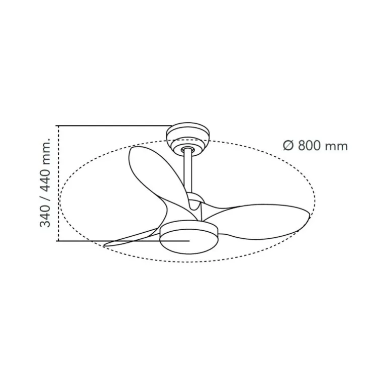 Ventilador de techo Stel Mini S negro/oscuro LED 20w 3CCT acabado negro aspas efecto madera estilo moderno motor DC 80cm Ø