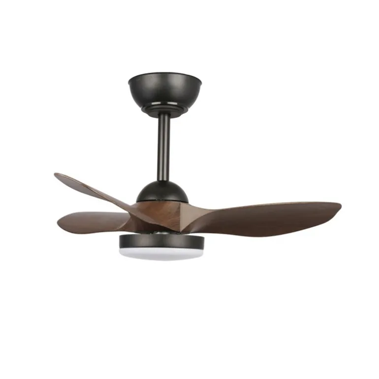 Ventilador de techo Stel Mini S negro/oscuro LED 20w 3CCT acabado negro aspas efecto madera estilo moderno motor DC 80cm Ø