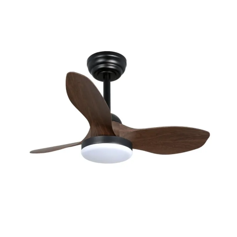 Ventilador de techo Stel Mini S negro/oscuro LED 20w 3CCT acabado negro aspas efecto madera estilo moderno motor DC 80cm Ø