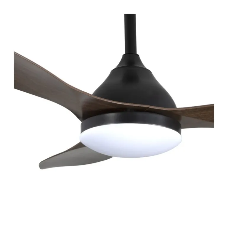 Ventilador de techo Stel negro/oscuro LED 20W 3CCT acabado negro aspas efecto madera estilo moderno motor DC 120cm Ø