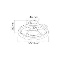 Ventilador de techo Strike negro LED 50w 3CCT acabado negro estilo moderno plafón ventilador motor DC 49cm Ø