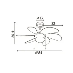 Ventilador de techo Tabit multicolor 1xE27 acabado blanco aspas colores varios estilo infantil motor AC 84cm Ø
