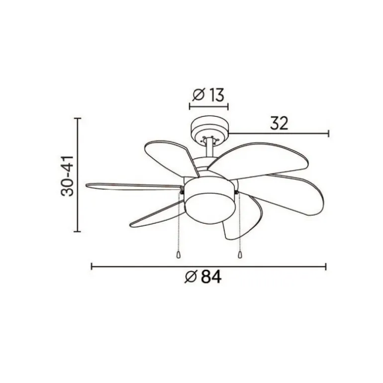 Ventilador de techo Tabit multicolor 1xE27 acabado blanco aspas colores varios estilo infantil motor AC 84cm Ø