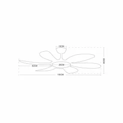 Ventilador de techo Tanik blanco LED 24w 3CCT acabado blanco estilo moderno motor DC 115cm Ø