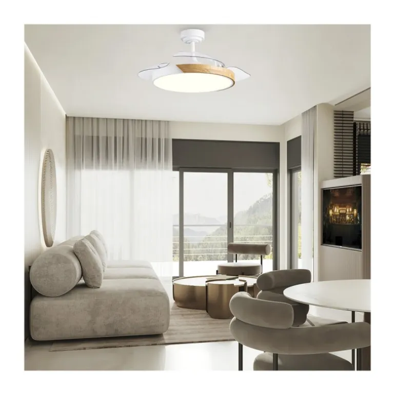 Ventilador de techo Taoro blanco LED 72w 3CCT acabado blanco estilo moderno aspas plegables motor DC 106cm Ø