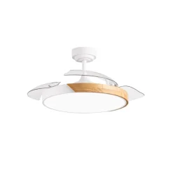 Ventilador de techo Taoro blanco LED 72w 3CCT acabado blanco estilo moderno aspas plegables motor DC 106cm Ø