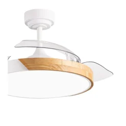 Ventilador de techo Taoro Mini blanco LED 46w 3CCT acabado blanco estilo moderno aspas plegables motor DC 92cm Ø