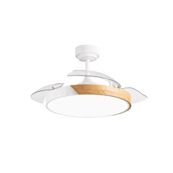 Ventilador de techo Taoro Mini blanco LED 46w 3CCT acabado blanco estilo moderno aspas plegables motor DC 92cm Ø