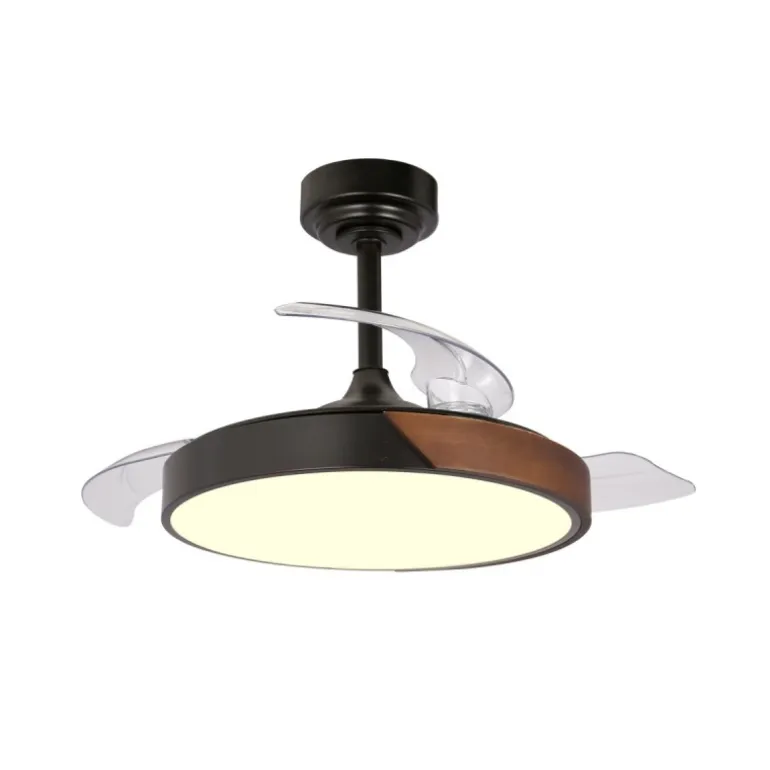 Ventilador de techo Taoro Mini negro LED 46w 3CCT acabado negro estilo moderno aspas plegables motor DC 92cm Ø