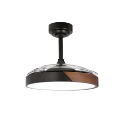 Ventilador de techo Taoro Mini negro LED 46w 3CCT acabado negro estilo moderno aspas plegables motor DC 92cm Ø