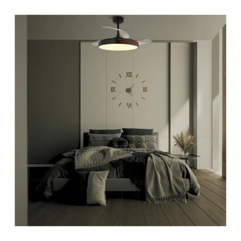 Ventilador de techo Taoro negro LED 72w 3CCT acabado negro estilo moderno aspas plegables motor DC 106cm Ø