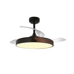 Ventilador de techo Taoro negro LED 72w 3CCT acabado negro estilo moderno aspas plegables motor DC 106cm Ø