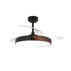 Ventilador de techo Taoro negro LED 72w 3CCT acabado negro estilo moderno aspas plegables motor DC 106cm Ø