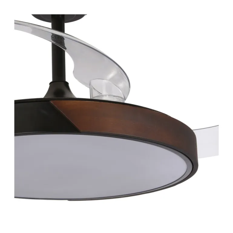 Ventilador de techo Taoro negro LED 72w 3CCT acabado negro estilo moderno aspas plegables motor DC 106cm Ø