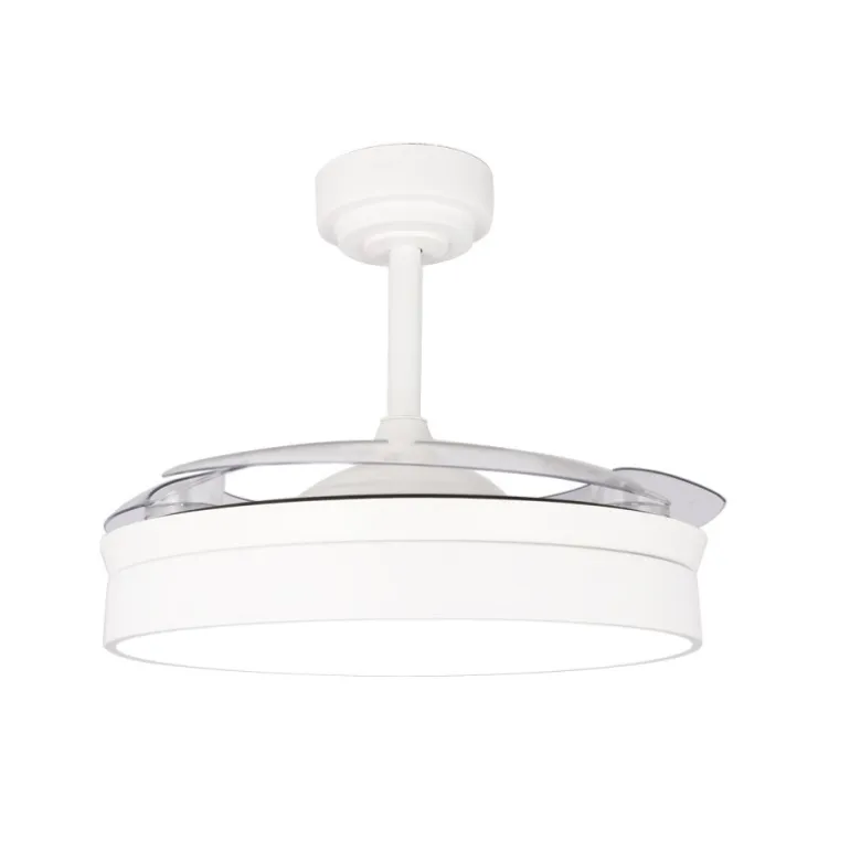 Ventilador de techo Tornado blanco LED 72w 3CCT acabado blanco estilo moderno aspas plegables motor DC 106cm Ø