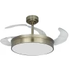 Ventilador de techo Tornado cuero LED 72w 3CCT acabado oro envejecido estilo moderno aspas plegables motor DC 106cm Ø
