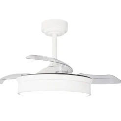 Ventilador de techo Tornado Mini blanco LED 48w 3CCT acabado blanco estilo moderno aspas plegables motor DC 92cm Ø