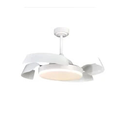 Ventilador de techo Tusa blanco LED 36w 3CCT acabado blanco estilo moderno aspas plegables motor DC 107cm Ø