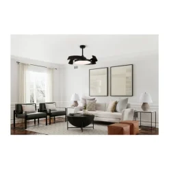 Ventilador de techo Tusa negro LED 36w 3CCT acabado negro estilo moderno aspas plegables motor DC 107cm Ø