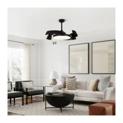 Ventilador de techo Tusa negro LED 36w 3CCT acabado negro estilo moderno aspas plegables motor DC 107cm Ø