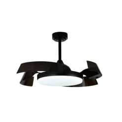 Ventilador de techo Tusa negro LED 36w 3CCT acabado negro estilo moderno aspas plegables motor DC 107cm Ø