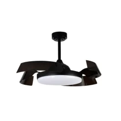 Ventilador de techo Tusa negro LED 36w 3CCT acabado negro estilo moderno aspas plegables motor DC 107cm Ø