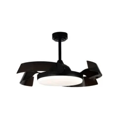 Ventilador de techo Tusa negro LED 36w 3CCT acabado negro estilo moderno aspas plegables motor DC 107cm Ø
