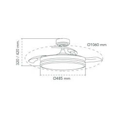 Ventilador de techo Venus blanco/haya LED 72w 3CCT acabado blanco/haya estilo moderno aspas plegables motor DC 106cm Ø